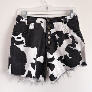 Black and White Cow Print Women Shorts from Cider size medium